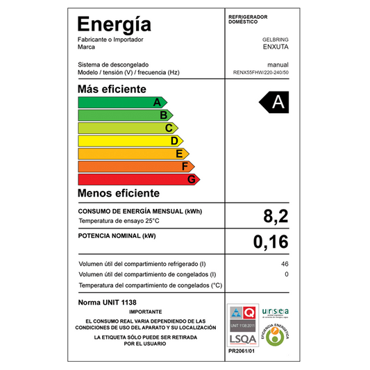Frigobar Frío Húmedo – RENX55FHW – Enxuta
