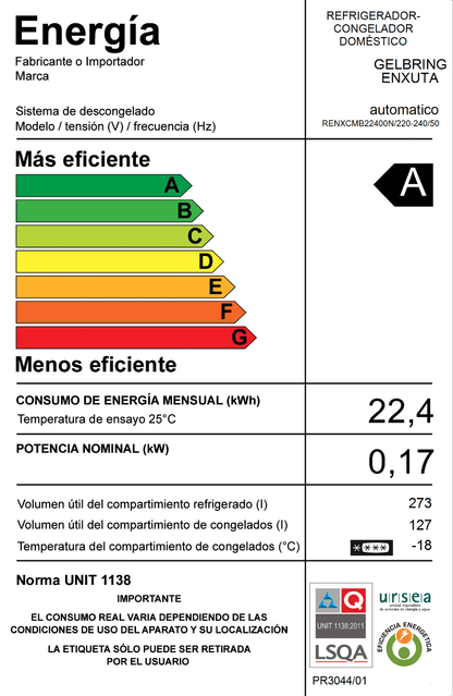 Refrigerador Combi No Frost Inverter – RENXCMB22400N – Enxuta