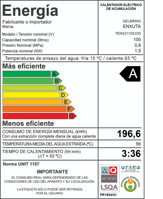Termotanque de acero – TENX21100 – Enxuta