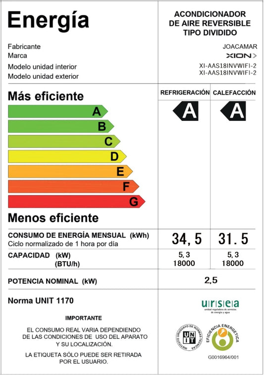aire acondicionado inverter con WIFI 18000 btu