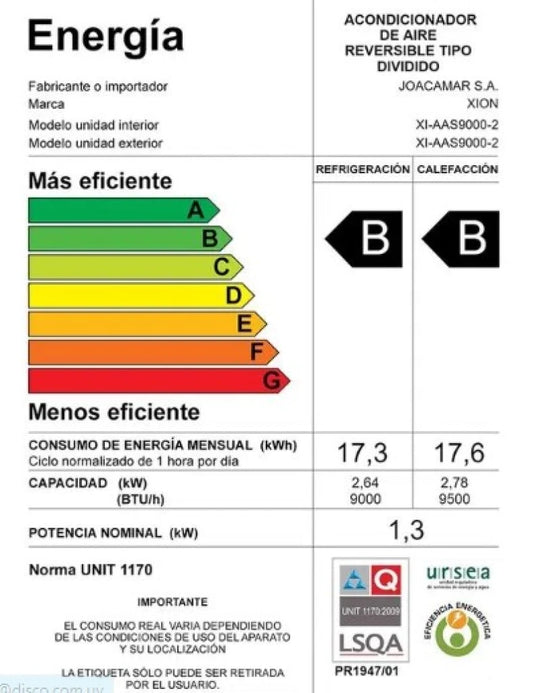 aire acondicionado split 9000btu
