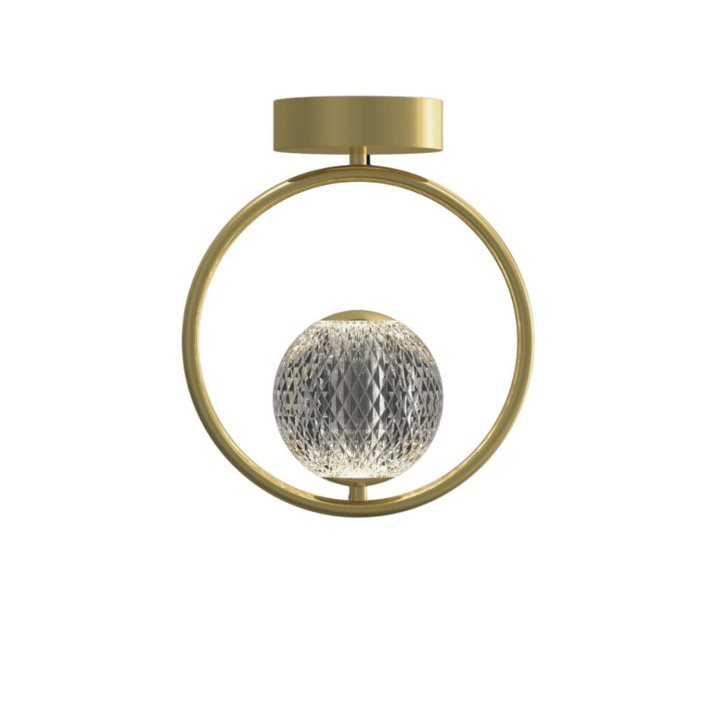 Aplique de techo led diseño anillo y bocha facetada