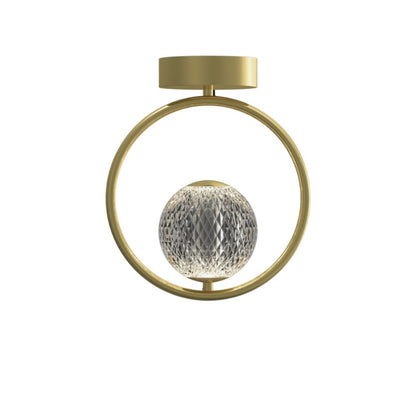 Aplique de techo led diseño anillo y bocha facetada