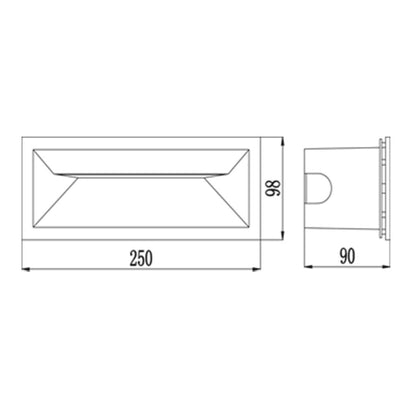 Aplique led de embutir rectangular IP65 13W