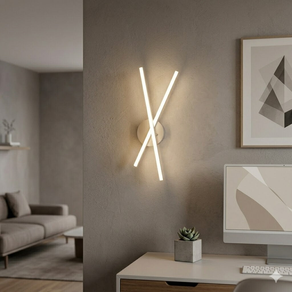 Aplique Led Diseño Doble Varal cruzado 12W Luz cálida