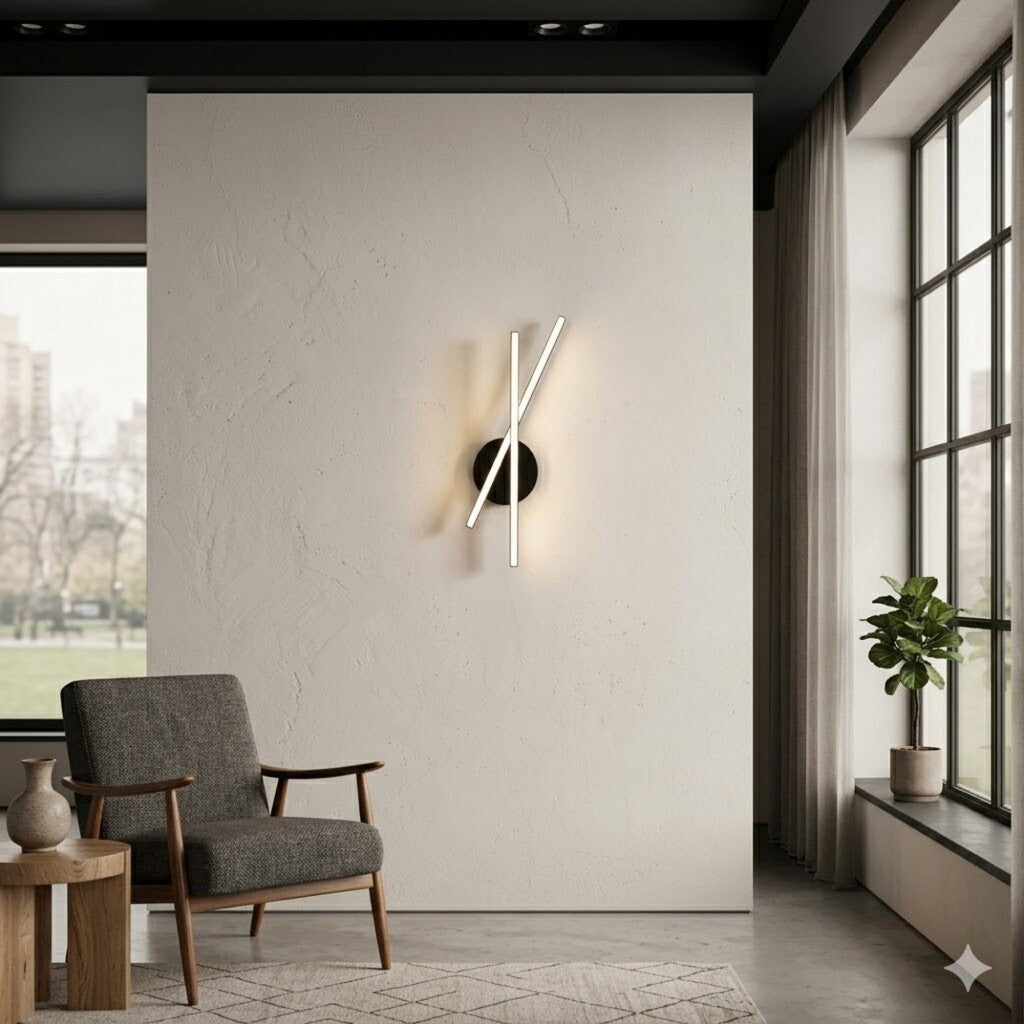 Aplique Led Diseño Doble Varal cruzado 12W Luz cálida