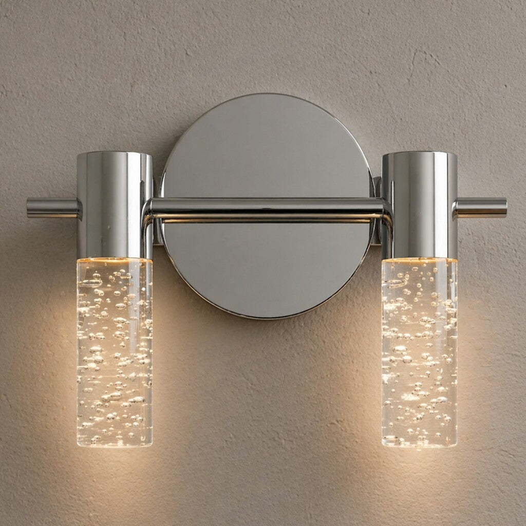 Aplique Led doble cilindro plata efecto agua 10w