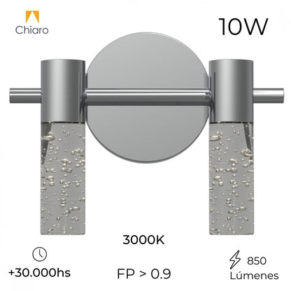 Aplique Led doble cilindro plata efecto agua 10w