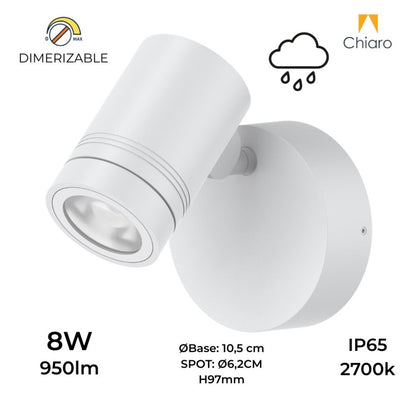 APLIQUE SPOT DIRIGIBLE 8W APTO INTEMPERIE