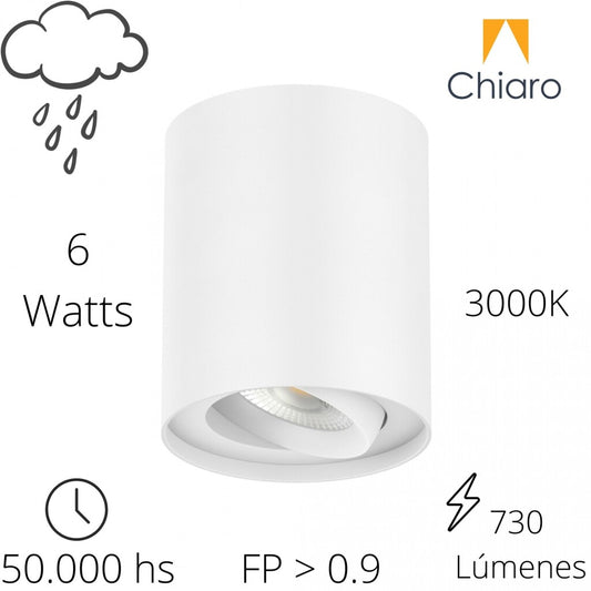 Aplique spot led 6w cilindro de techo cálido