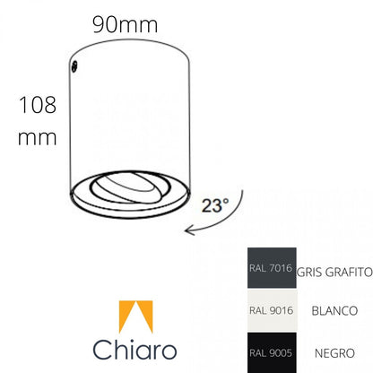 Aplique spot led 6w cilindro de techo cálido