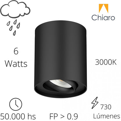 Aplique spot led 6w cilindro de techo cálido