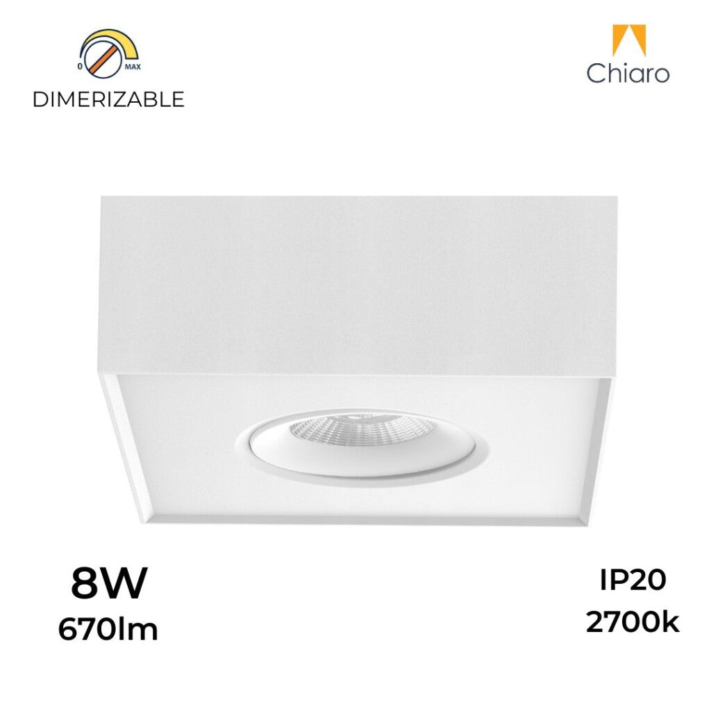 Aplique spot led Cubo chato 8w móvil Dimerizable 2700K