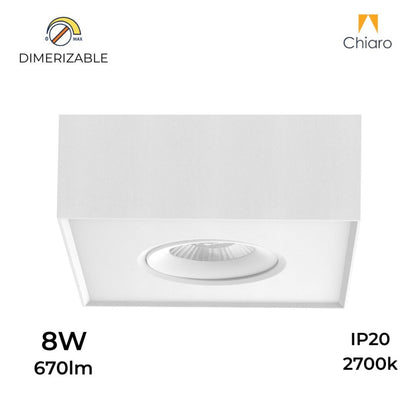 Aplique spot led Cubo chato 8w móvil Dimerizable 2700K