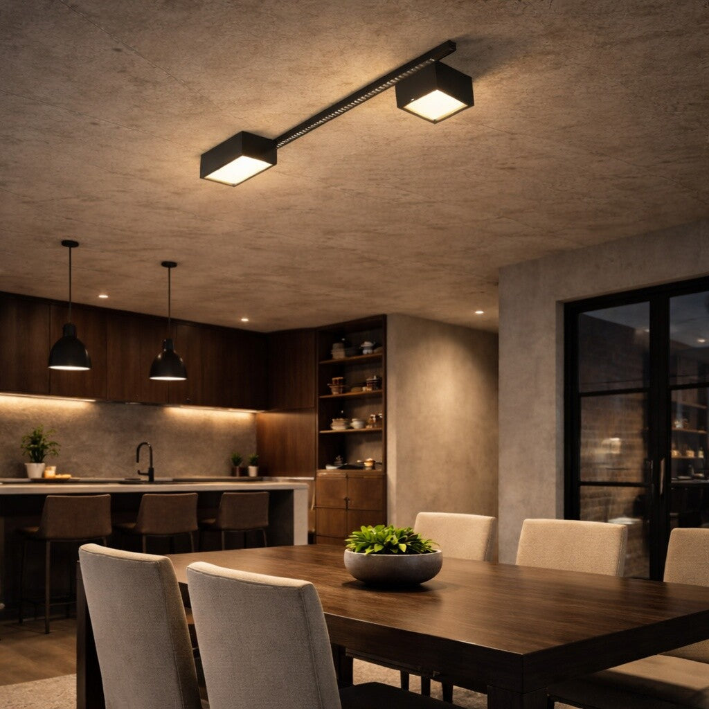 Aplique spot led cubos y barra minimalista para techo 119cm