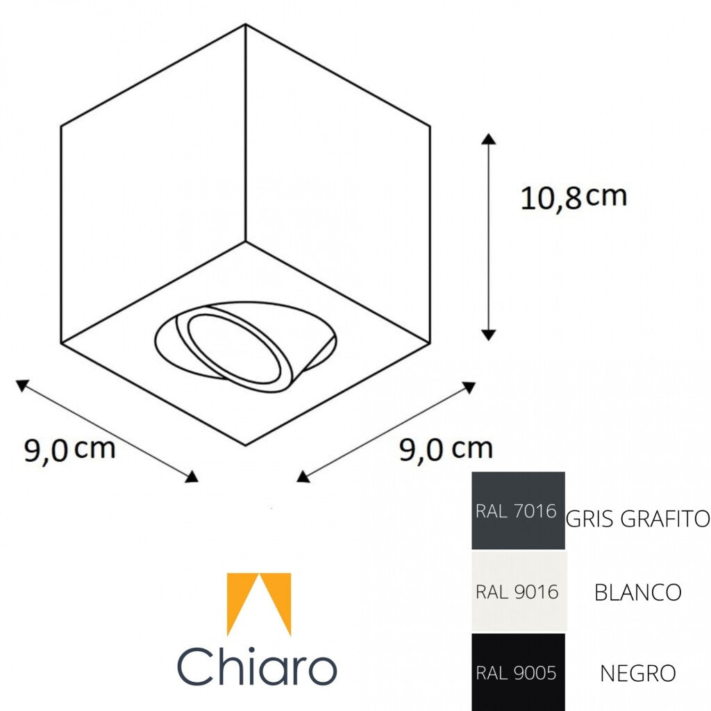 Aplique spot led DIMERIZABLE 10w CUBO de techo 3000K