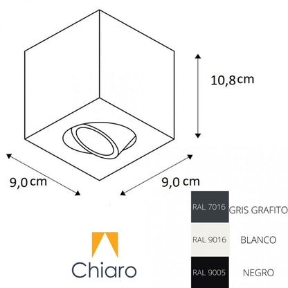 Aplique spot led DIMERIZABLE 10w CUBO de techo 3000K
