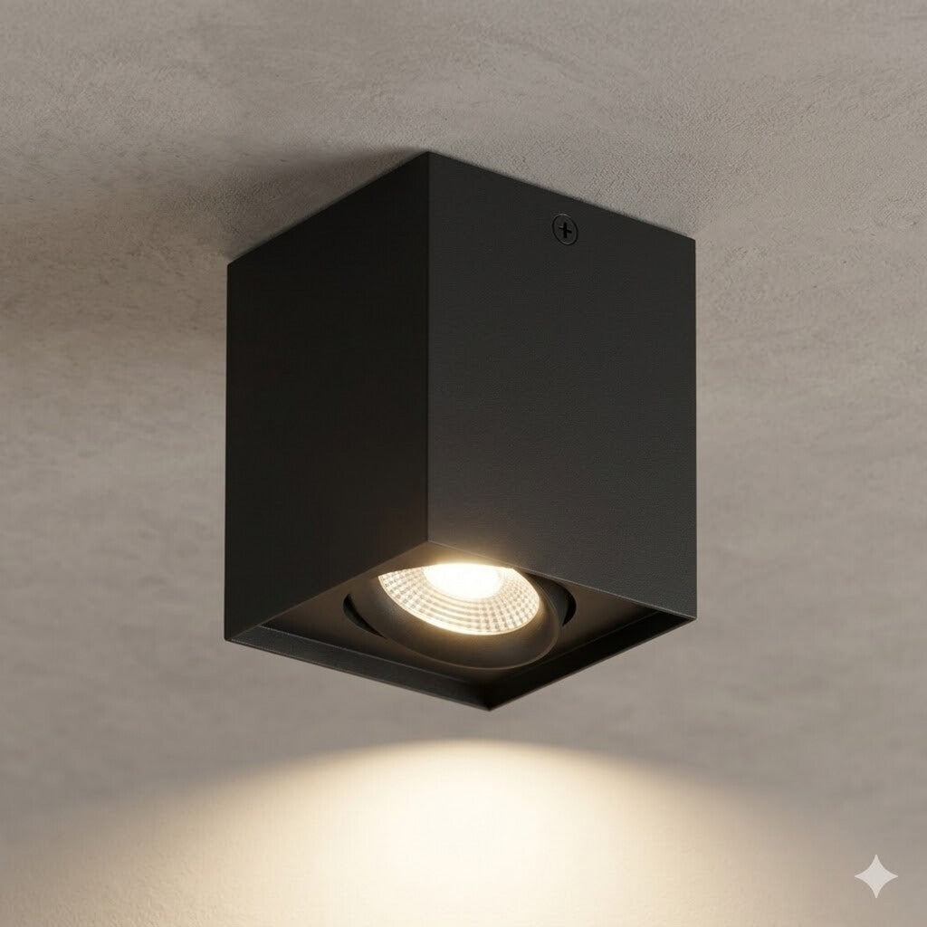 Aplique spot led DIMERIZABLE 10w CUBO de techo 3000K