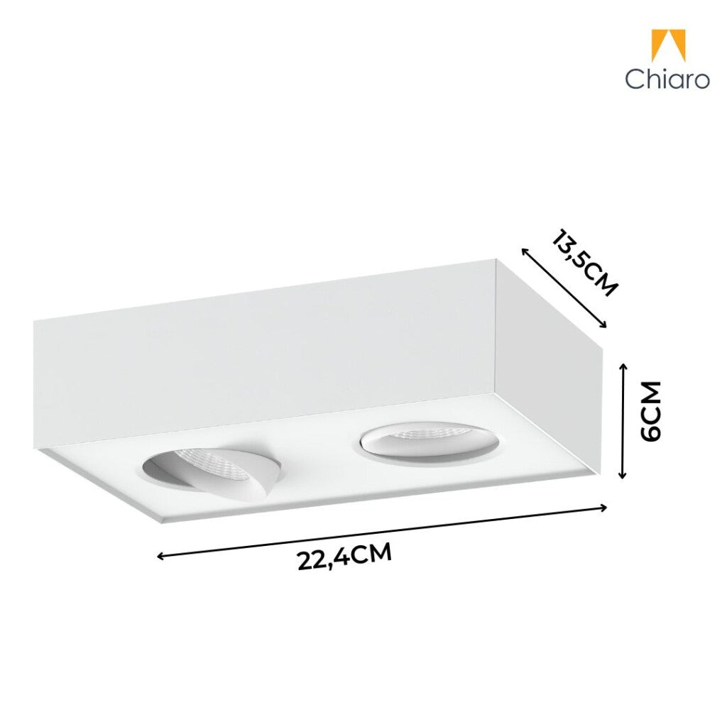 Aplique spot led rectangular chato 16w móvil Dimerizable 2700K
