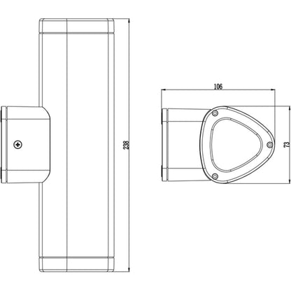 Aplique spot tubular para dicroica led 2*GU10