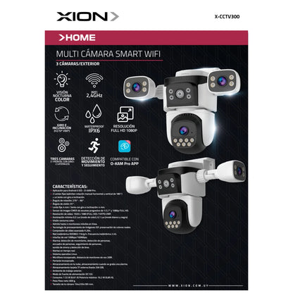 cámara de seguridad smart xion multi cámaras 3 lentes