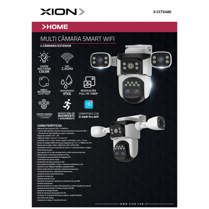 cámara de seguridad smart xion multi camaras 4 lentes
