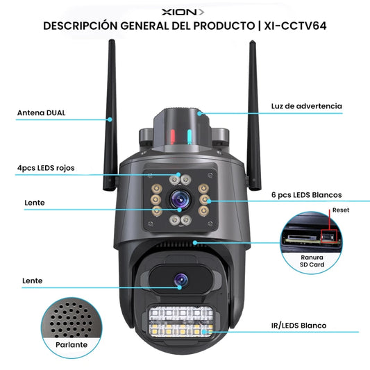 cámara de seguridad xion smart wifi doble lente