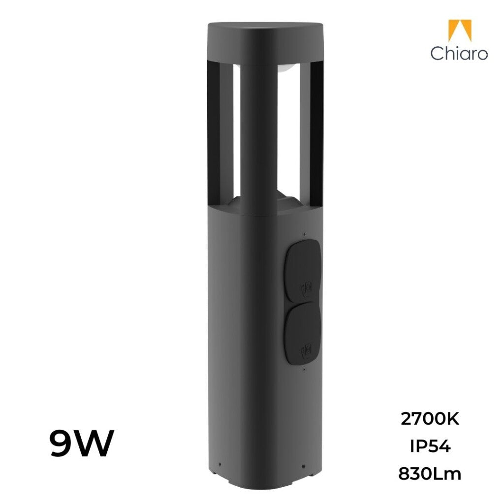 Caminero poste led de jardín CON 2 ENCHUFES 50cm