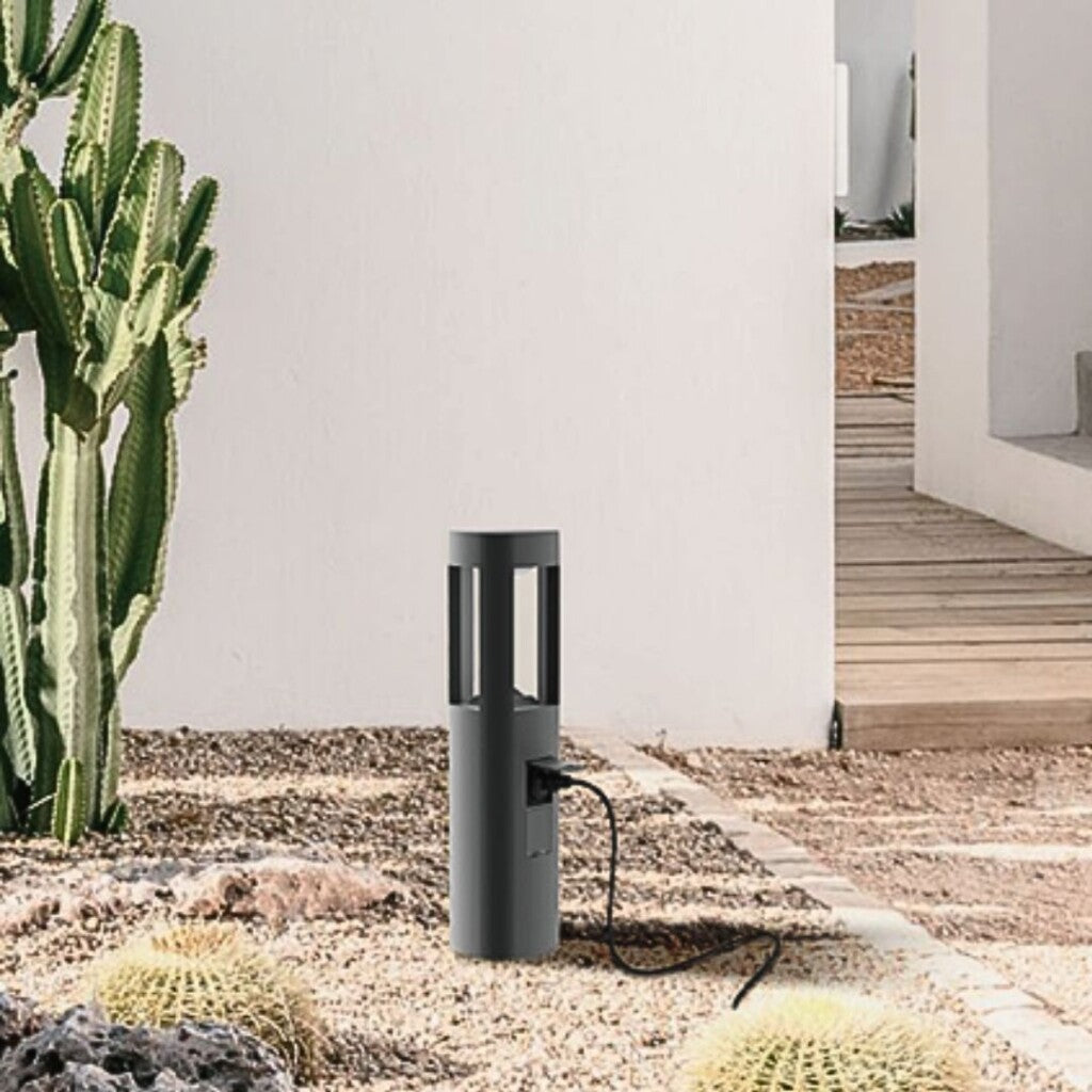 Caminero poste led de jardín CON 2 ENCHUFES 50cm