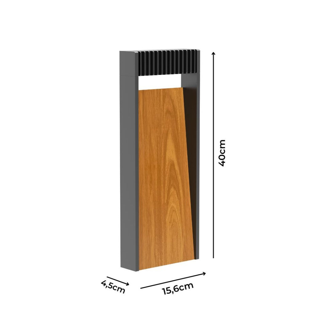 Caminero poste led de jardín con símil madera 40cm