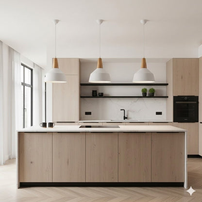 Campana de Aluminio y madera estilo nórdico