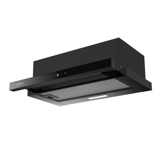 campana extractora telescopica full black/glass