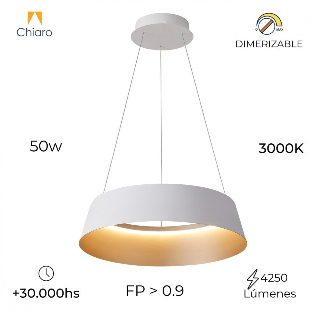 Campana led de Suspender DIMERIZABLE interior champagne 50W