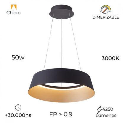 Campana led de Suspender DIMERIZABLE interior champagne 50W