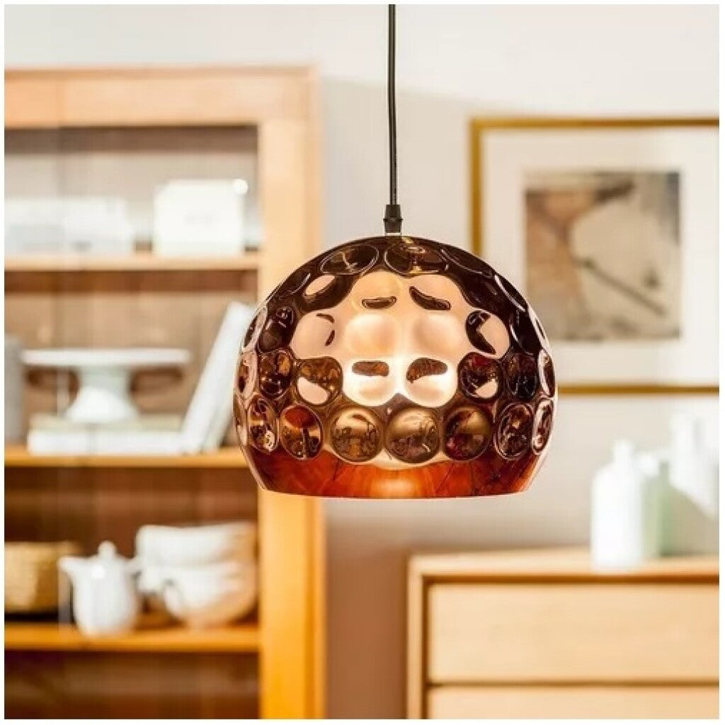 Colgante de aluminio símil cobre martillada E27