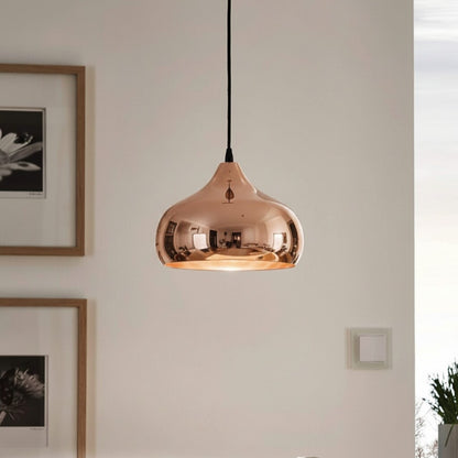 Colgante de aluminio símil cobre pantalla lisa 28cm E27