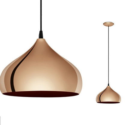 Colgante de aluminio símil cobre pantalla lisa 28cm E27
