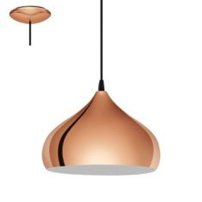 Colgante de aluminio símil cobre pantalla lisa 28cm E27
