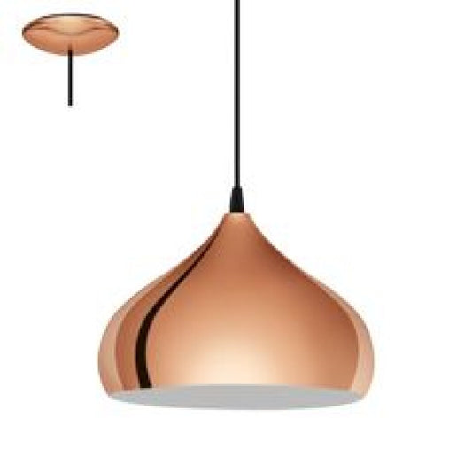 Colgante de aluminio símil cobre pantalla lisa 28cm E27