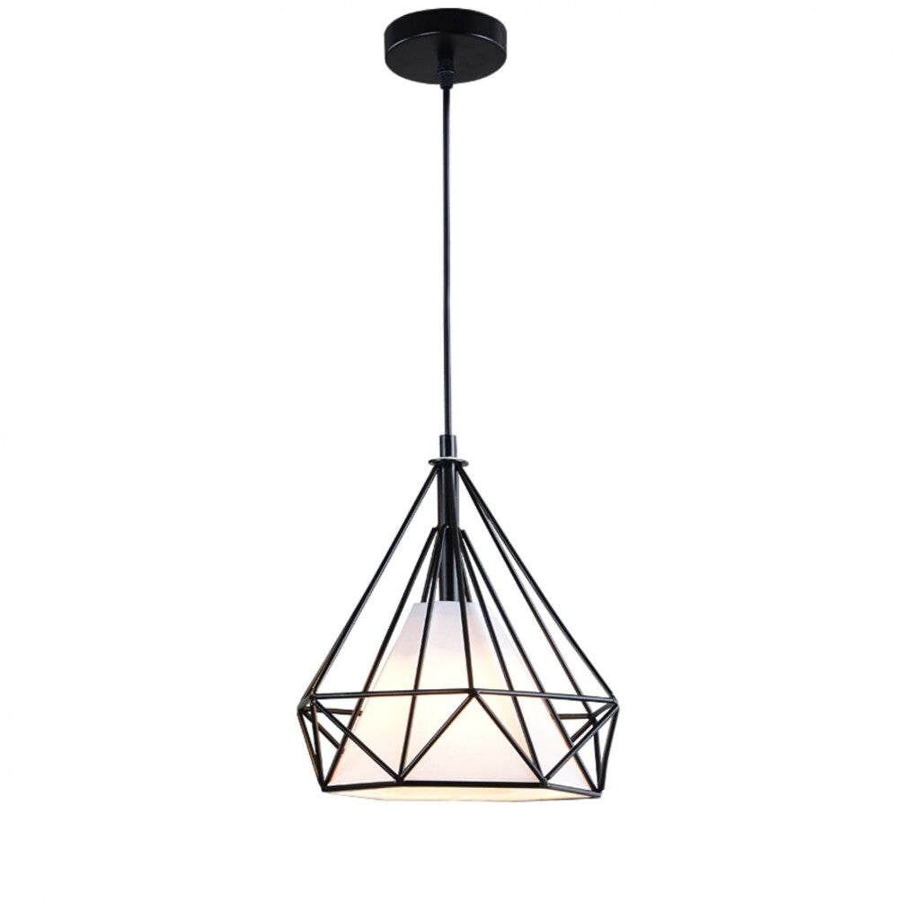 Colgante jaula negra diamante 38cm E27