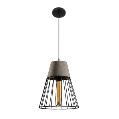 Colgante Jaula negra y cemento natural 26*29cm