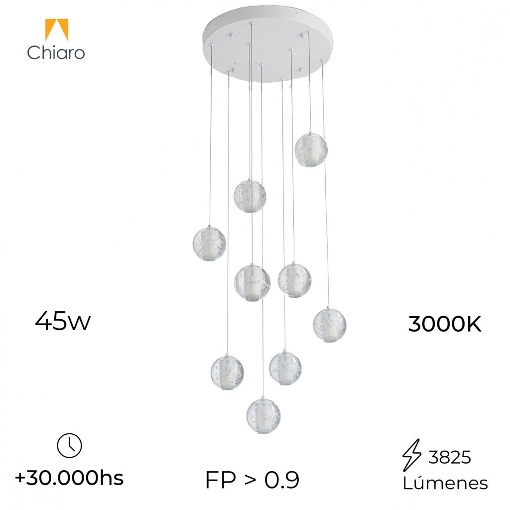 Colgante led 9 esferas efecto flotante 9*5W