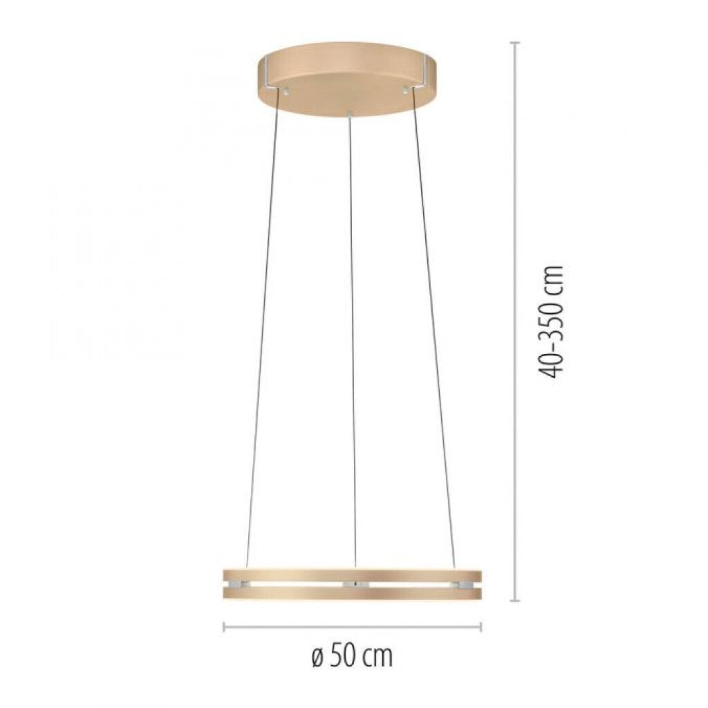 Colgante led anillo motorizado 40w 50cm a control remoto con varias funciones, Champagne