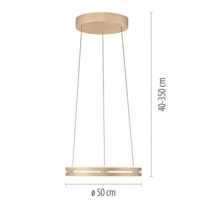 Colgante led anillo motorizado 40w 50cm a control remoto con varias funciones, Champagne
