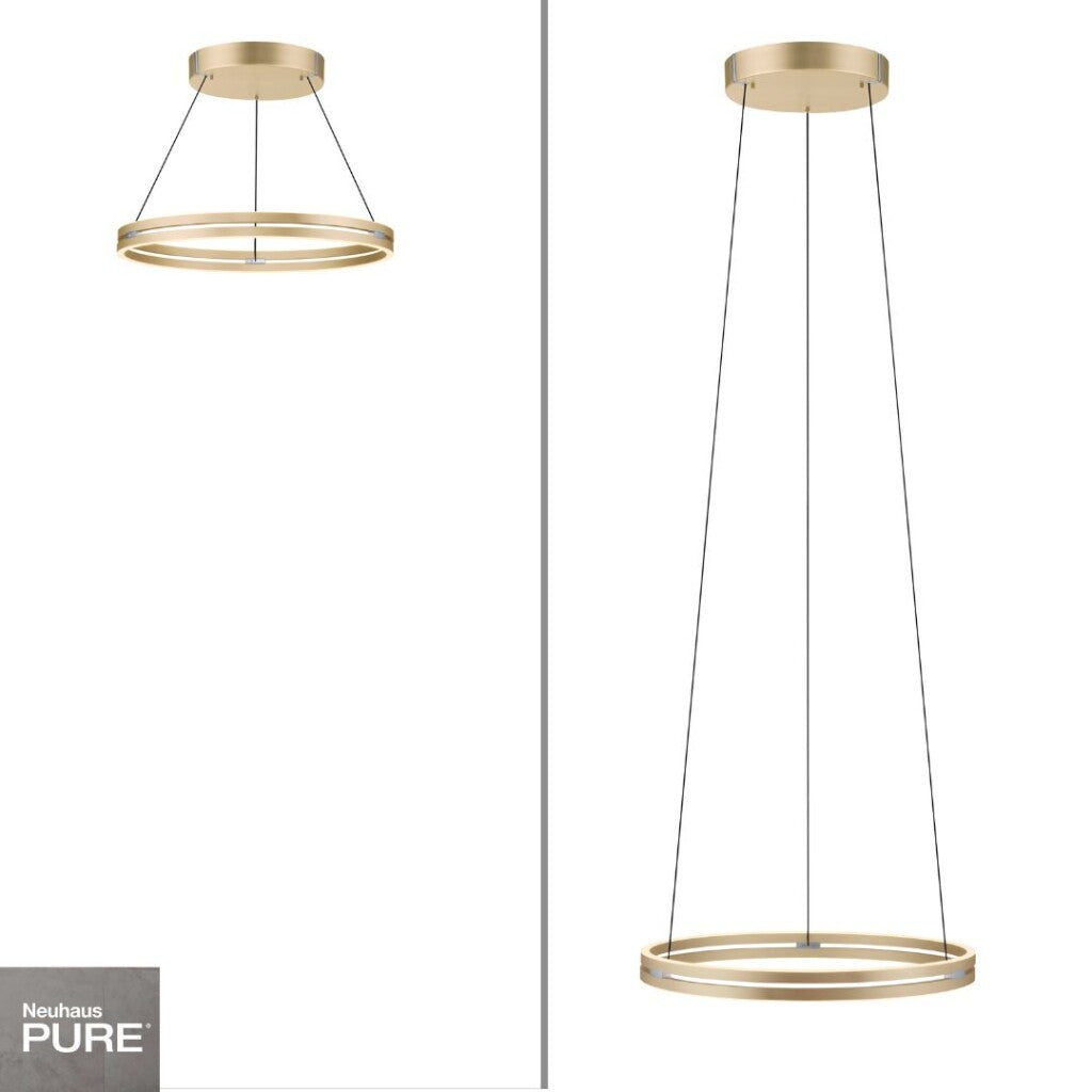 Colgante led anillo motorizado 44w 70cm a control remoto con varias funciones, Dorado.