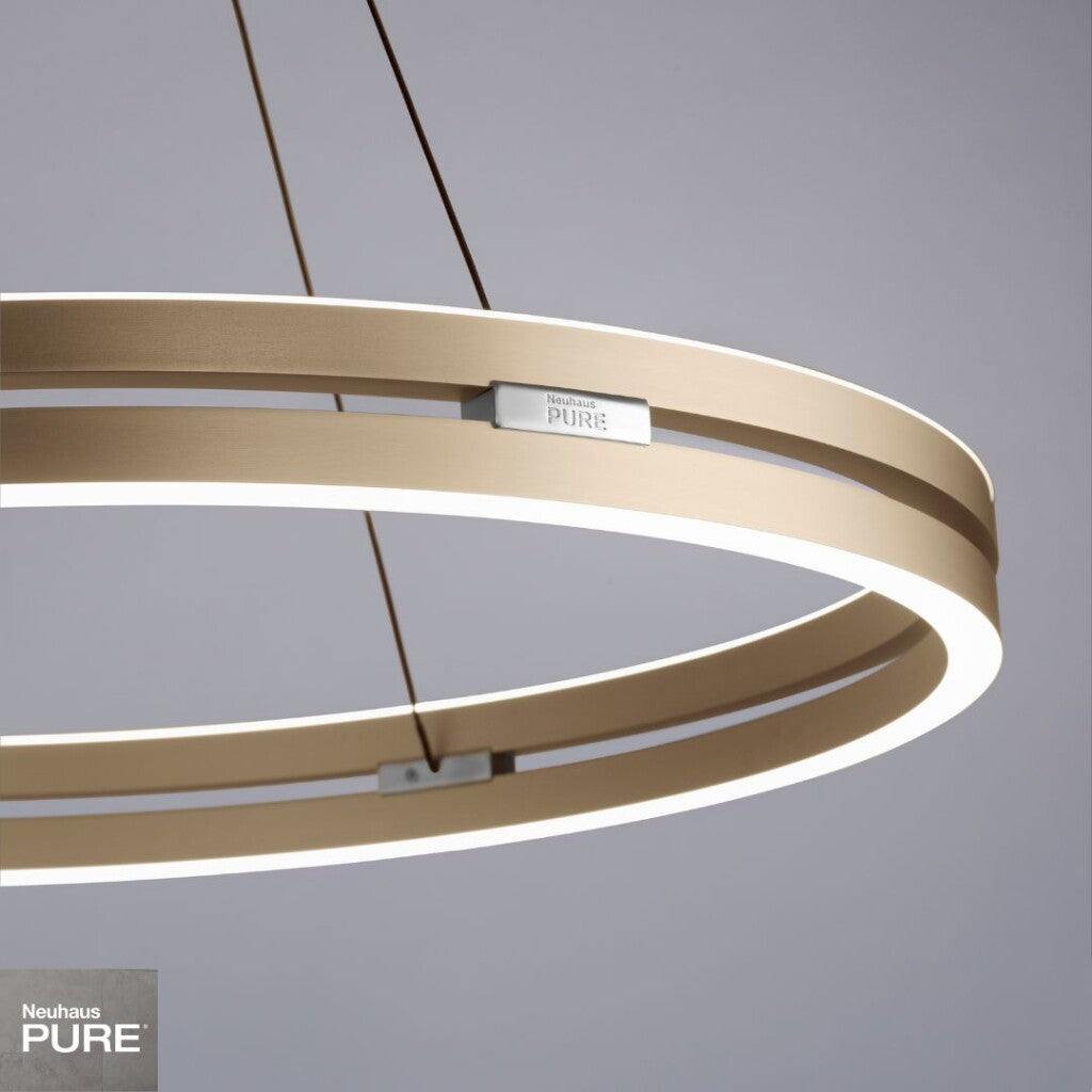 Colgante led anillo motorizado 44w 70cm a control remoto con varias funciones, Dorado.