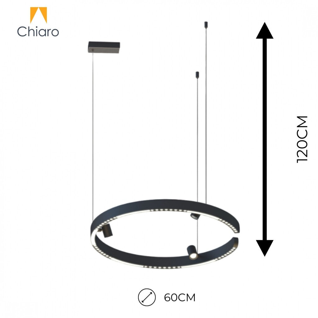 Colgante Led circular anillo suspendido y spots 40W Dimerizable