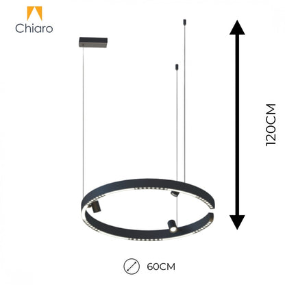 Colgante Led circular anillo suspendido y spots 40W Dimerizable