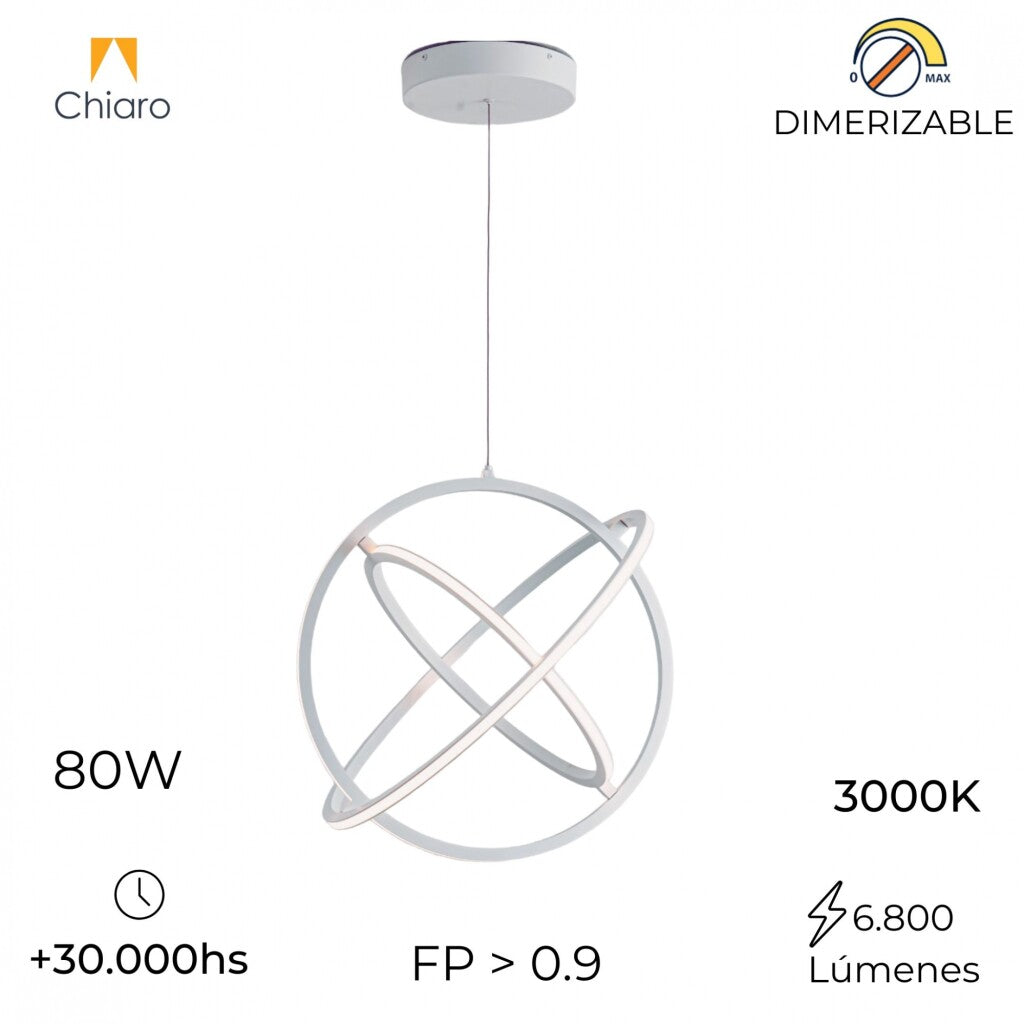 Colgante Led Diseño Átomo tres aros 80W Dimerizable