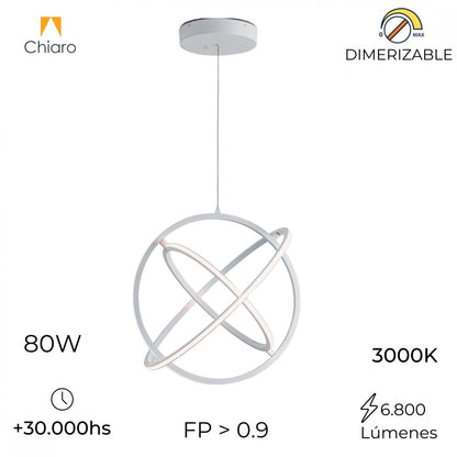 Colgante Led Diseño Átomo tres aros 80W Dimerizable